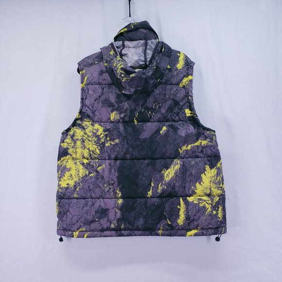 Adidas Adventure Purple Yellow Splatter Print Quilted Puffer Jacket Vest Hooded - Picture 11 of 15